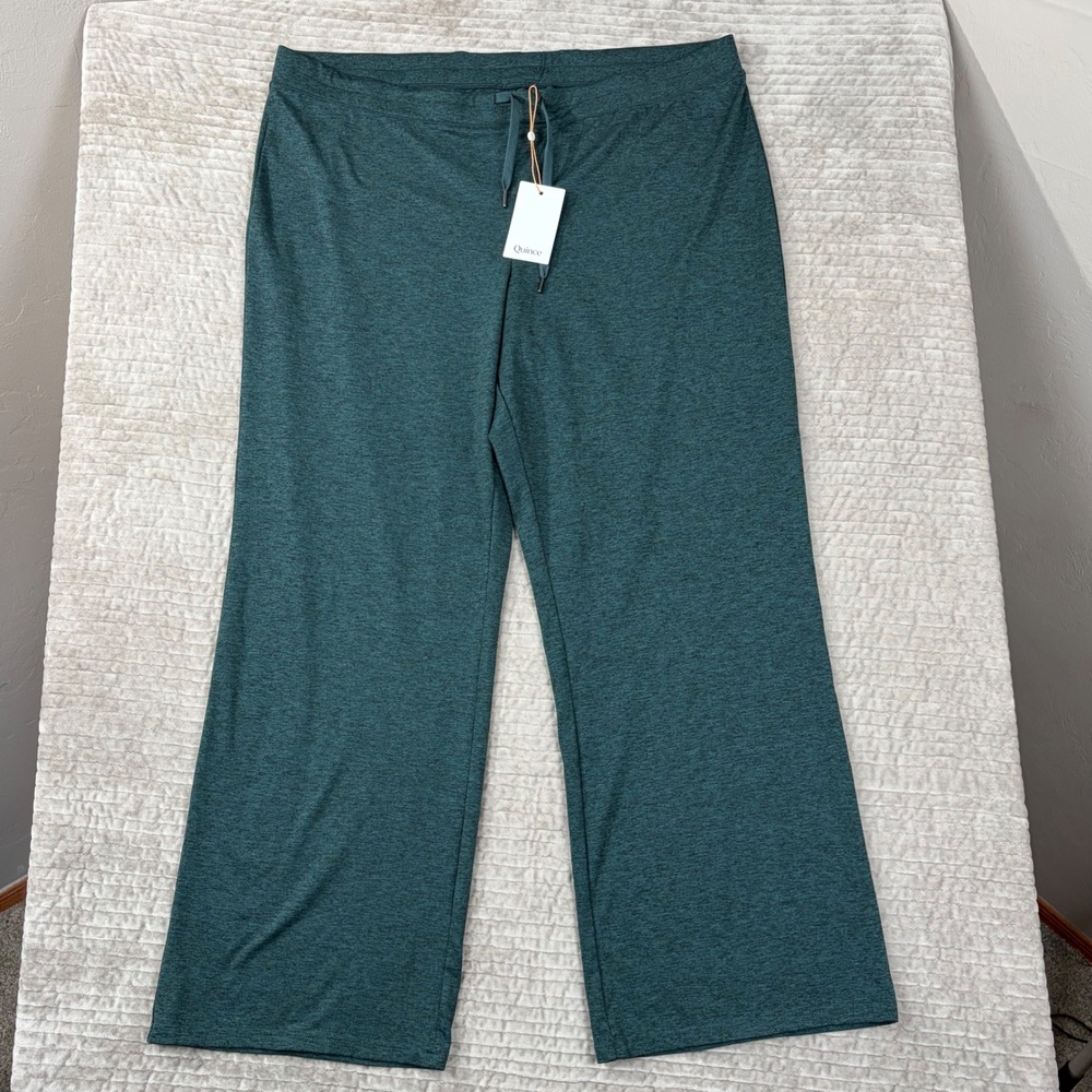 Quince Flowknit Wide Leg Pants Heather Green XL Drawstring High Rise L858349-ZJG